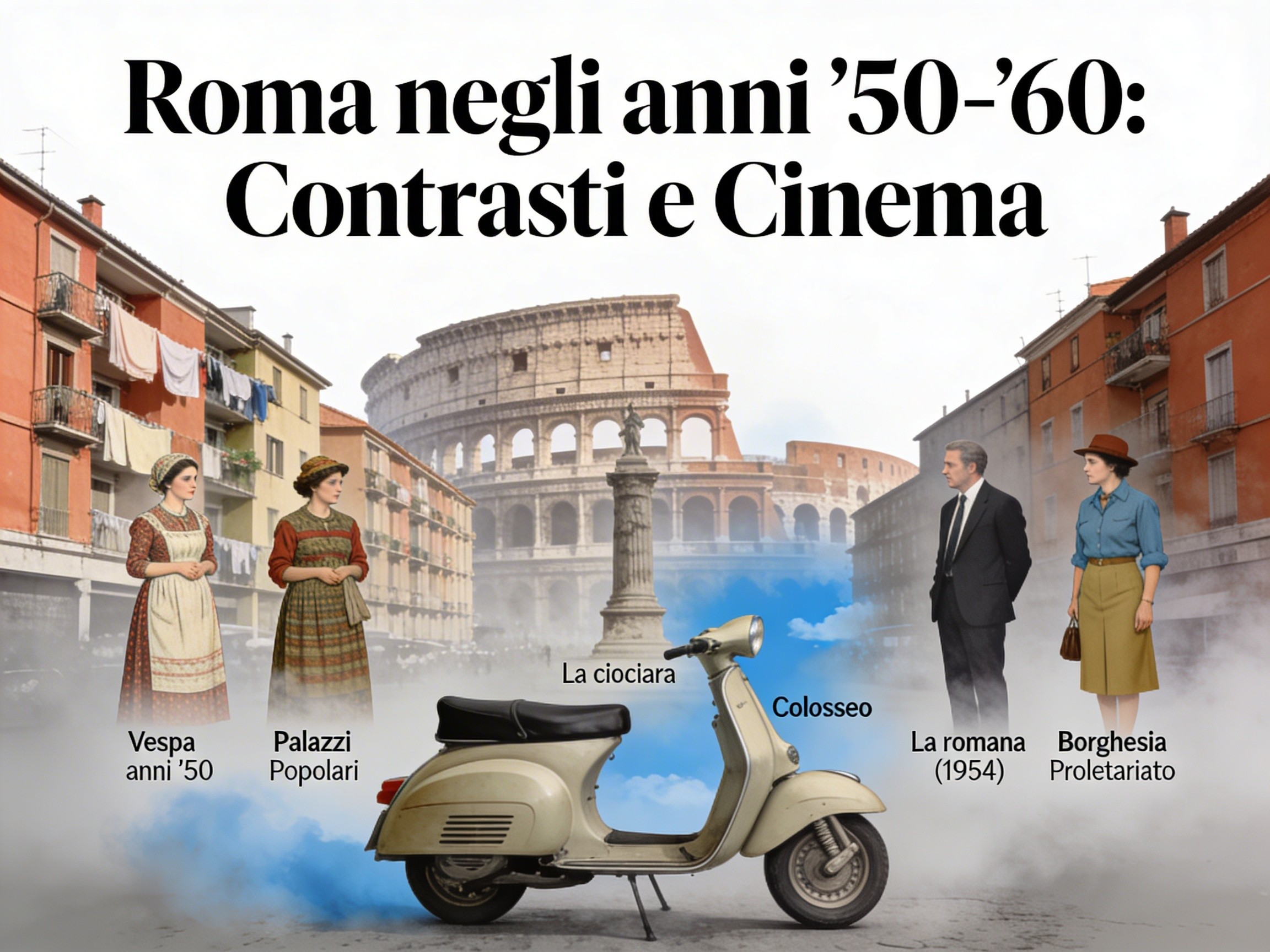Collage neorealista di Roma anni '50