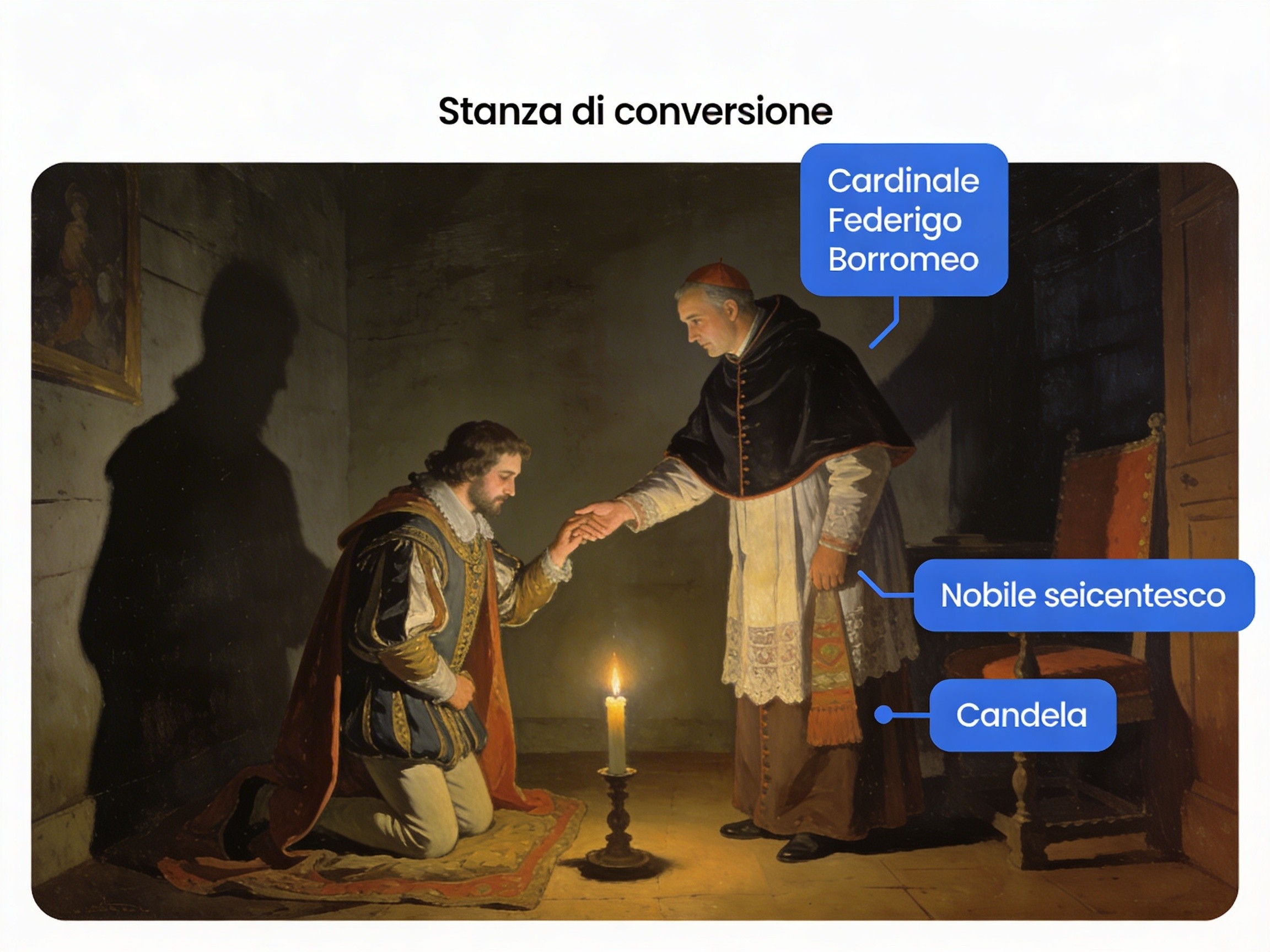 Illustrazione della conversione dell'Innominato o della scena dei Lanzichenecchi a Milano