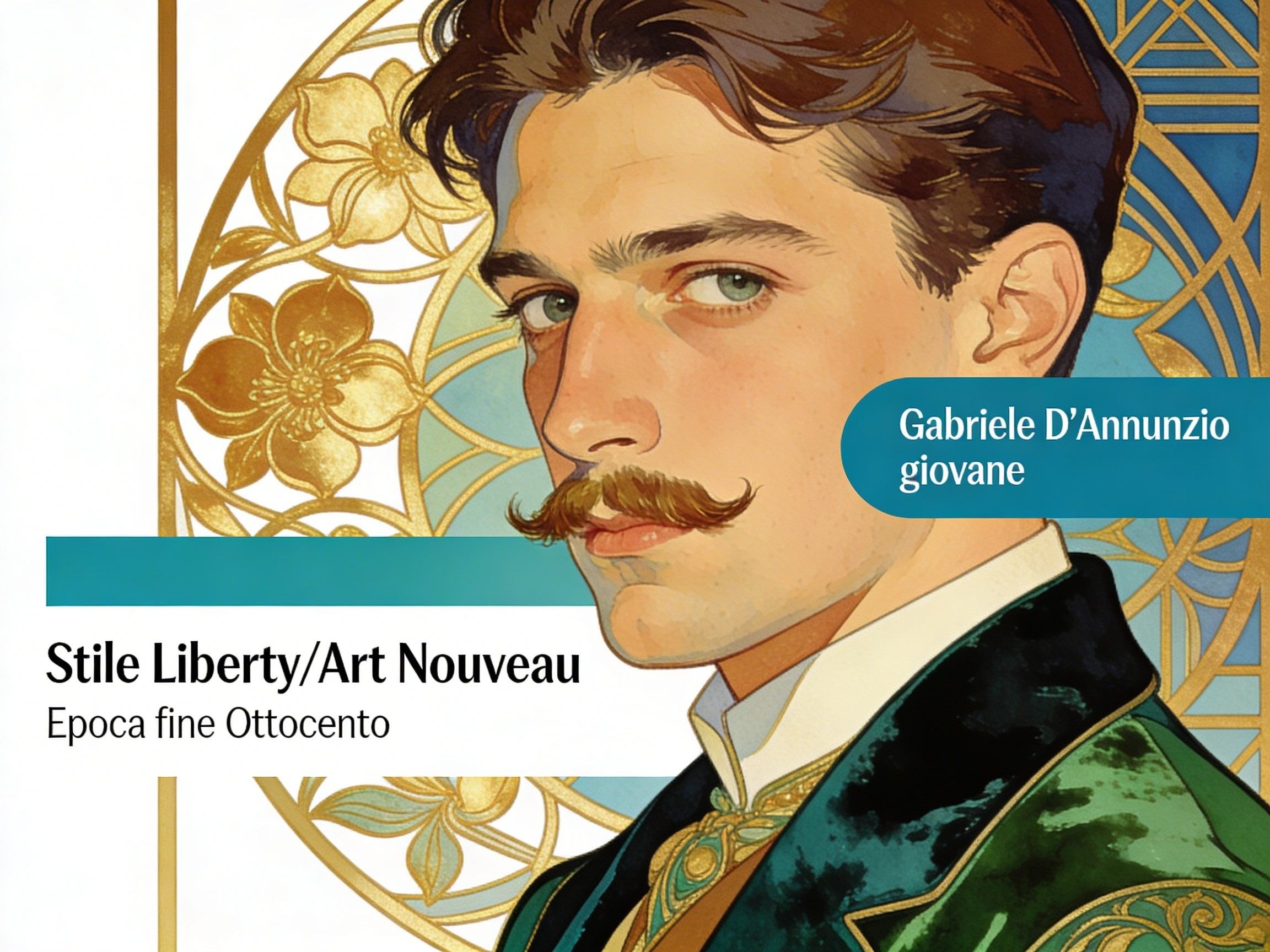 Ritratto artistico di D'Annunzio in stile Liberty