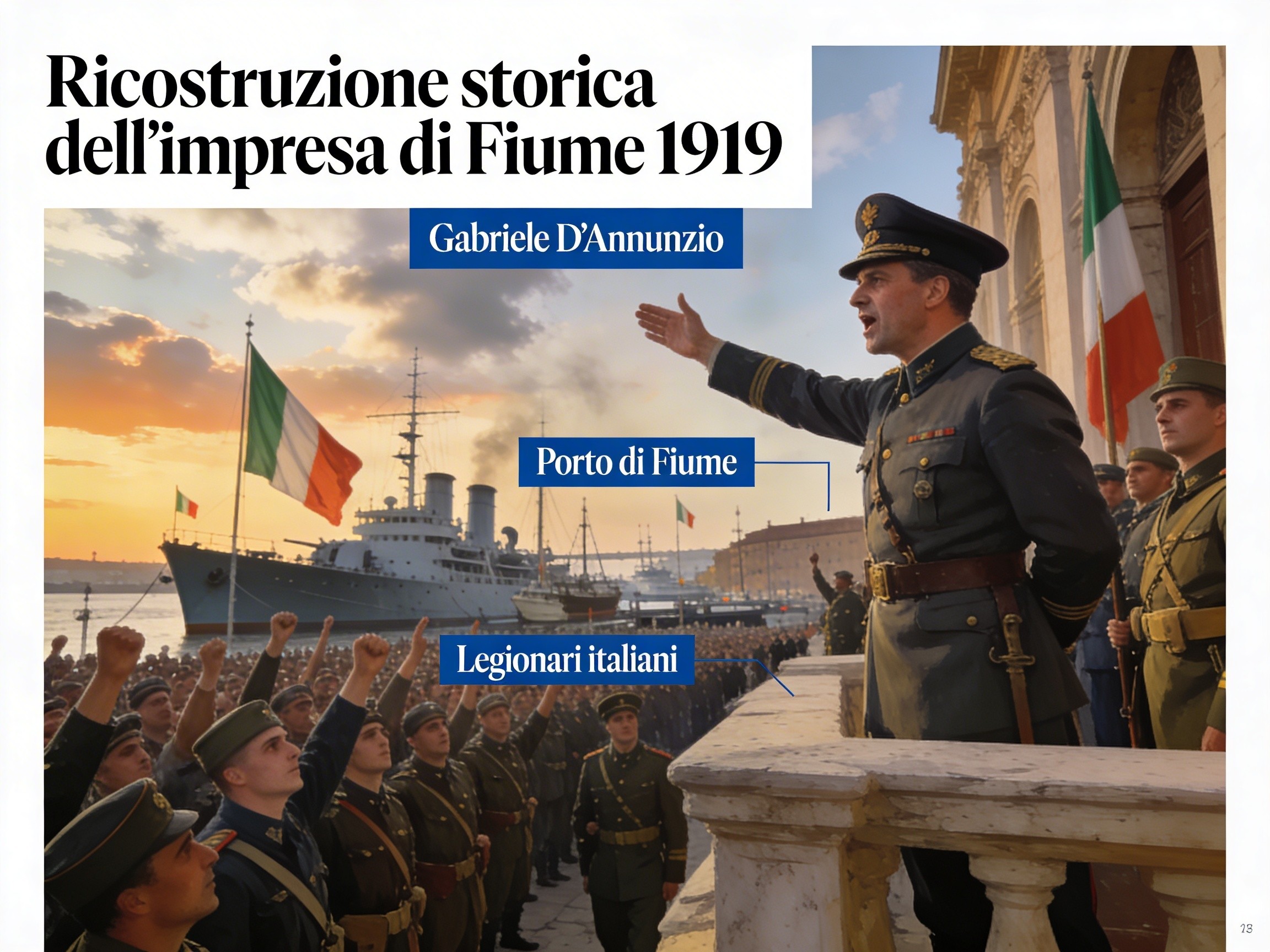 D'Annunzio arringa i legionari a Fiume